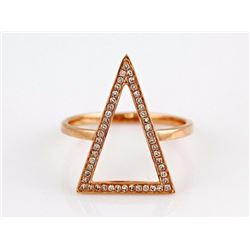 0.18ct Micro Pave Diamond 14K Rose Gold Hollow Triangle Chevron Ring - Size 6.5