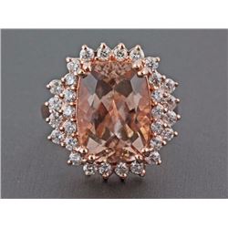 6.29ct Cushion-Cut Morganite with Diamonds in 14K Rose Gold Anniversary Ring - 7