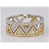 Image 1 : 14K White & Yellow Gold 0.40ct Pavé Diamonds Aztec Pyramid Band Ring Set Size 7