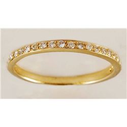14K Yellow Gold 0.19ct Round Diamond Stackable Eternity Band Ring Set - Size 6.5