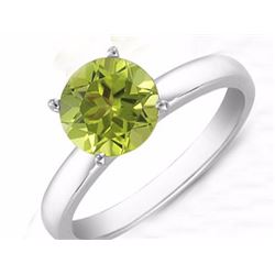 Peridot 1.11 ct 6.5mm Classic Solitaire Ring 14K White or Yellow Gold