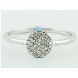 14K White Gold 0.12ct Micro Pave Diamond Round Plate Band Ring - Size 7