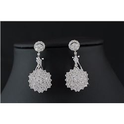 4.40 ctw Diamond Lily Floral  Design Earring Diamond F, SI2-I1 18K White Gold