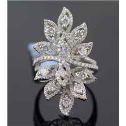 1.68 ctw Filigree  Cluster Band 14KWhite Gold F-G, SI2-SI3|**Size:6.5  7.32g