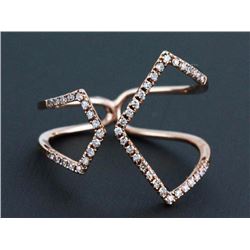 0.21ct Round Diamonds in 14K Rose Gold Geometric Chevron Cuff Ring - Size 6.5
