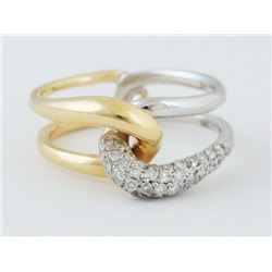 14K Two-Tone with 0.34ct Pave Set Diamond Lover's Knot Band Ring - Size 6