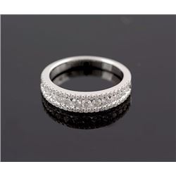 0.71 ctw Pave Channel Set Diamond Wedding Band Ring 14K White Gold   3.31g|**Size:6.5