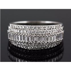 1.14ctw Wedding Anniversary Diamond Ring 14k White Gold G-HSi2-Si3|Ring Size:7|Gram Weight:7.6