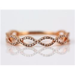 0.18ct Pavé Diamond in 14K Rose Gold Stackable Woven Braided Band Ring - Size 7
