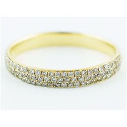14K Yellow Gold 0.32ct Pave Round Diamond Stackable Wedding Band Ring - Size 6.5