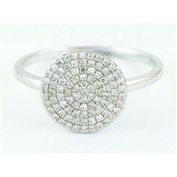 14K White Gold 0.27ct Micro Pave Diamond Round Plate Band Ring - Size 7
