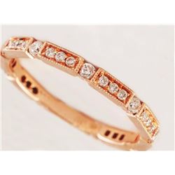 14K Rose Gold 0.39ct Round Diamond Stackable Eternity Wedding Band Ring - Size 6