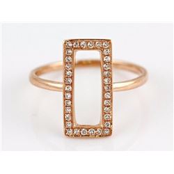 0.16ct Micro Pave Diamond 14K Rose Gold Hollow Rectangular Ring - Size 6.5