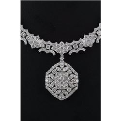 7.26 ctw Ladies Diamond Lily Flower Design Pendant  Necklace Diamond F, SI2-I1 18K White Gold 16.5"