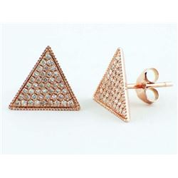 0.27ct Micro Pavé Round Diamonds "TRIANGLE" 14K Rose Gold Stud Earrings