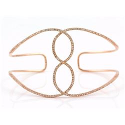 0.80ct Pavé Diamond in 14K Rose Gold Infinity Cuff Bracelet 6.5" Adjustable