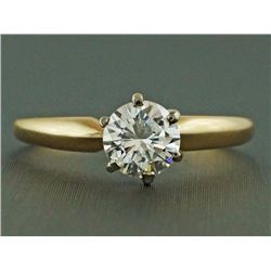 0.57ct Round Diamond 14K 2-Tone Gold Solitaire Engagement Ring - Size 5.5