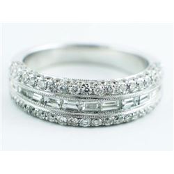 1.08ct Channel Pavé Diamond 14K White Gold Half Band Wedding Ring - Size 6.5