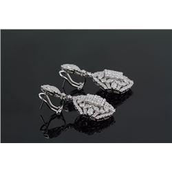 3.50 ctw Diamond Earring (F, SI2-I1) 18K White Gold Dim. Approx Ht 35mmx20mm