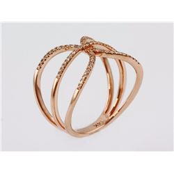 0.20ct Pavé Diamonds in 14K Rose Gold Basketball Line Motiff Ring - Size 7