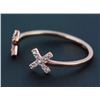 Image 1 : 0.10ct Pavé Diamonds 14K Rose Gold Double Cross Plus X Cuff Ring - Size 6.5