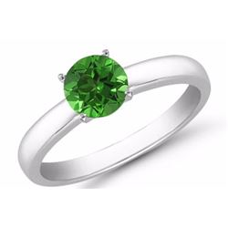Emerald 6mm 0.80 ct Classic Solitaire Ring 14K White or Yellow Gold