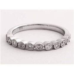 14K White Gold 0.26ct Round Diamond Bezel Set Stackable Band Ring - Size 6.5