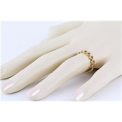 0.18ct Pavé Diamond in 14K Yellow Gold Stackable Chained Hearts Ring - Size 7