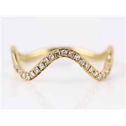 0.13ct Pavé Diamonds in 14K Yellow Gold Stackable Wave Band Ring - Size 6.5
