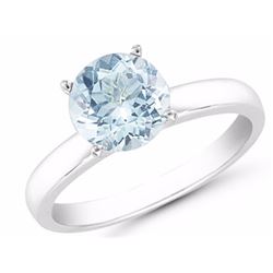 Aquamarine 6mm 0.75 ct Classic Solitaire Ring 14K White or Yellow Gold