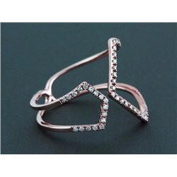 0.22ct Pave Diamonds in 14K Rose Gold Geometric Chevron Cuff Ring - Size 7.5