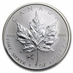 2002 Canada 1 oz Silver Maple Leaf Lunar HORSE Privy