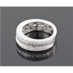 3.16 ctw Pave Channel Set Diamond Wedding Band Ring 14K White Gold   5.64g|**Size:6