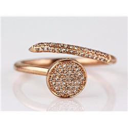 0.19ct Micro Pavé Diamonds in 14K Rose Gold Bend Nail Band Ring - Size 6.5