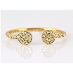 0.15ct Pavé Diamonds in 14K Yellow Gold Asymmetric Circle Cuff Ring - Size 7