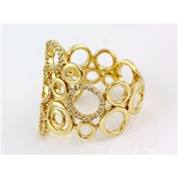 0.29ct Pavé Diamonds 14K Yellow Gold Cluster Circles Motiff Ring - Size 7