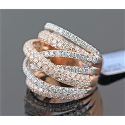 4.53 ctw Pave Set Diamond Overlapping Multi -Band Ring 14K White Gold   11.90g|**Size:6.5