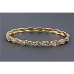 1.11ct Pavé Diamond in 14K Yellow Gold Braided Bangle Bracelet - 6.5"
