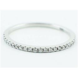 14K White Gold 0.18ct Pavé Diamond Stackable Wedding Band Ring - Size 6.75