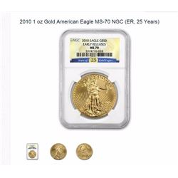 2010 1 oz Gold American Eagle MS-70 NGC (ER, 25 Years)