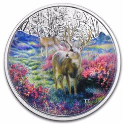 2015 Canada 1 oz Silver $20 Misty Morning Mule Deer