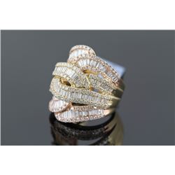 3.51 ctw Prong-Bezel Channel Diamond  Filigree Ring 14K 2-Tone (YELLOW&ROSE)  17.21G|**Size:6.75
