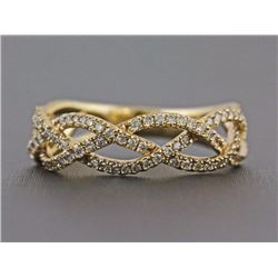 Three Row Woven Pavé Diamond Braided Ring in 14K Yellow Gold