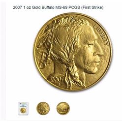 2007 1 oz Gold Buffalo MS-69 PCGS (First Strike)