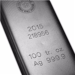 100 oz Silver Bar - RCM (.9999 Fine)