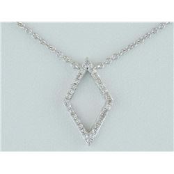 14K White Gold 0.10ct Round Pave Diamonds Suit-Diamond Pendandant Necklace - 18"