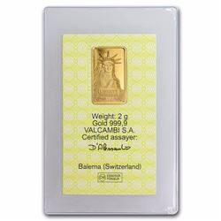 2 gram Gold Bar - Credit Suisse Statue of Liberty (In Assay)