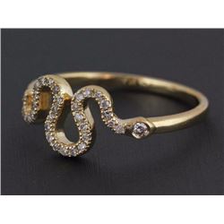 14K Yellow Gold 0.13ct Round Diamond Snake Statement Band Ring - Size 6.5