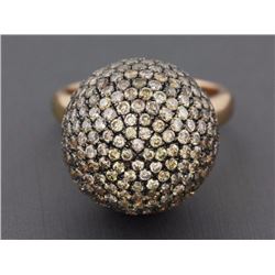 5.44ct Pavé Fancy Diamonds in 14K Rose Gold Disco Ball Cocktail Ring - Size 7