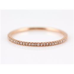0.09ct Pavé Diamond in 14K Rose Gold Stackable Half Band Ring - Size 7